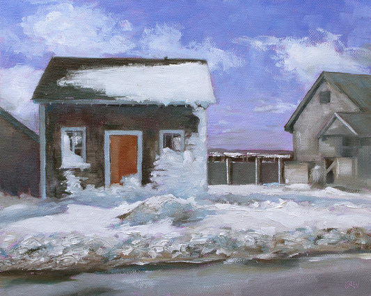 Painting (Plein Air) - 'Fishing Shack with Melting Snow'